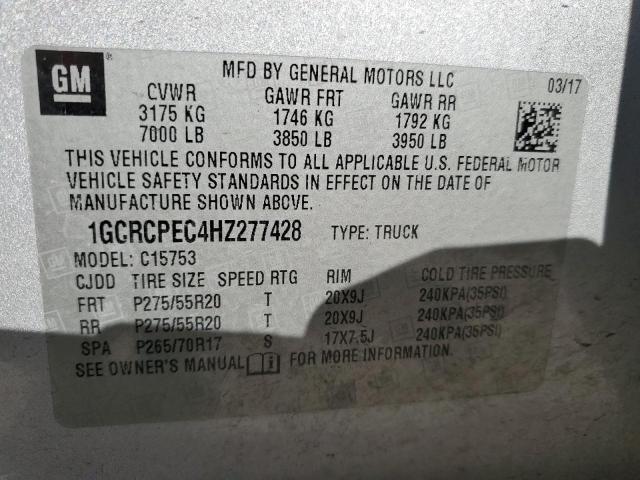 1GCRCPEC4HZ277428 | 2017 CHEVROLET SILVERADO