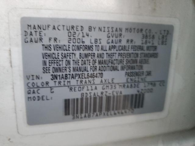 3N1AB7APXEL646470 | 2014 NISSAN SENTRA S