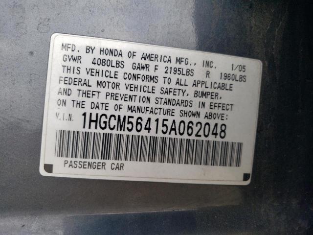 2005 Honda Accord Lx VIN: 1HGCM56415A062048 Lot: 55137324