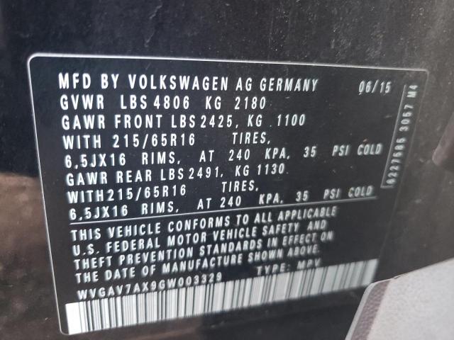 WVGAV7AX9GW003329 | 2016 VOLKSWAGEN TIGUAN S