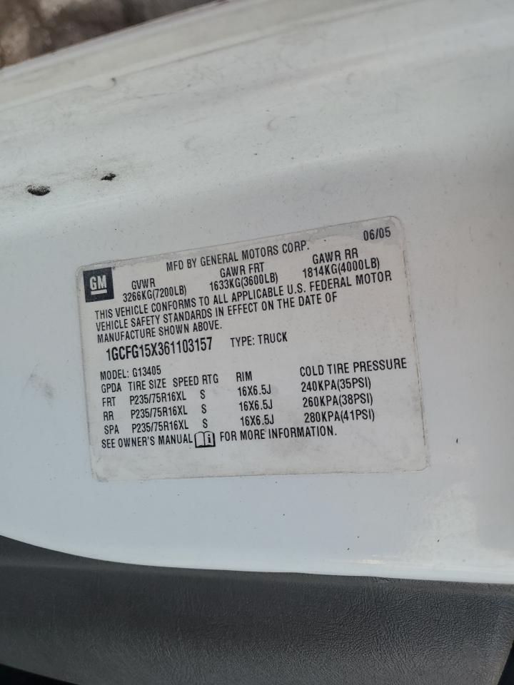 1gcfg15x361103157 1GCFG15X361103157 2006 Chevrolet Express G1500