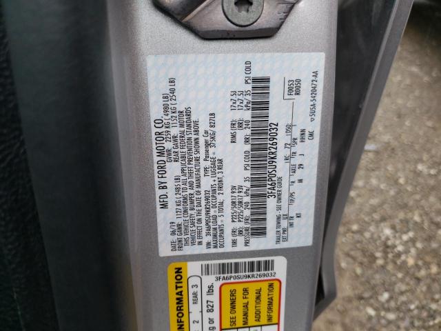 3FA6P0SU9KR269032 2019 FORD FUSION - Image 12