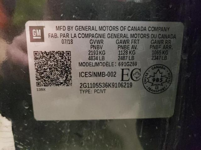 VIN 2G1105S36K9106219 2019 Chevrolet Impala, Premier no.12