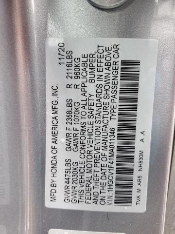 1HGCV1F41MA011346 | 2021 HONDA ACCORD SPO