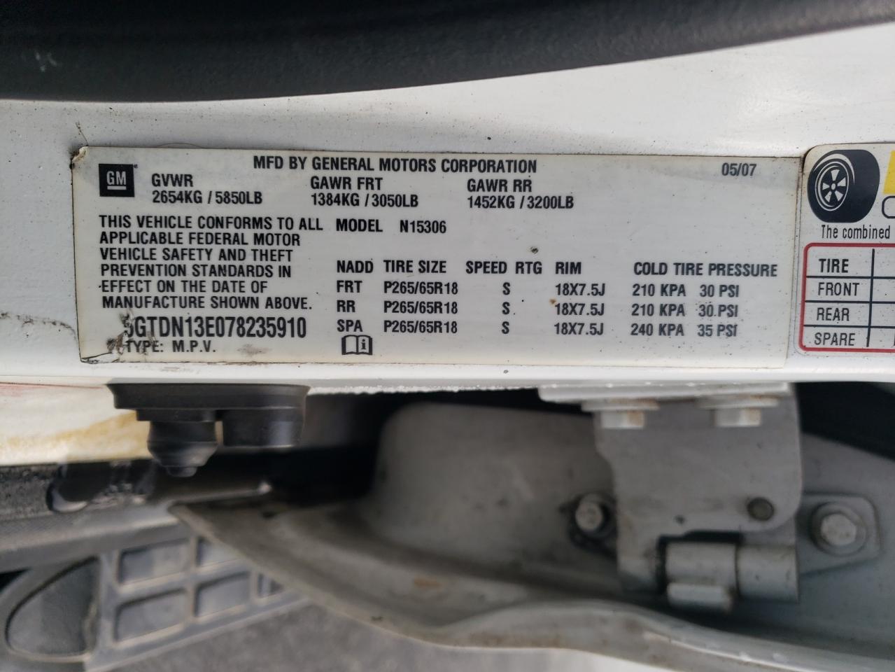 5gtdn13e078235910 5GTDN13E078235910 2007 Hummer H3