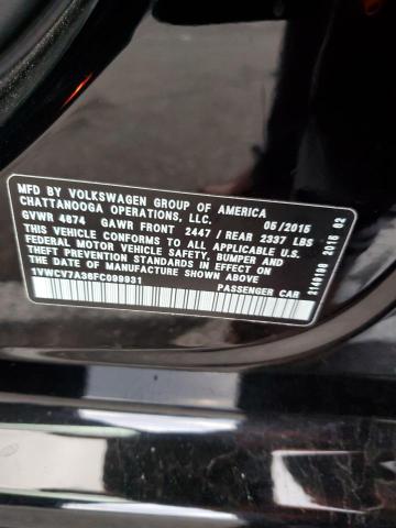 1VWCV7A36FC099931 | 2015 Volkswagen passat sel