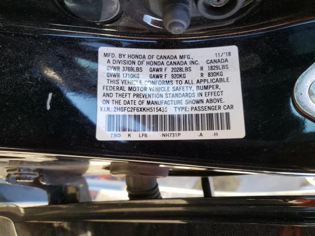 VIN 2HGFC2F6XKH515435 2019 Honda Civic, LX no.12