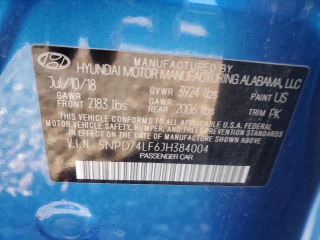 5NPD74LF6JH384004 | 2018 HYUNDAI ELANTRA SE