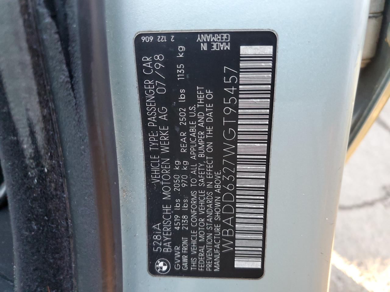 WBADD6327WGT95457 1998 BMW 528 I Automatic