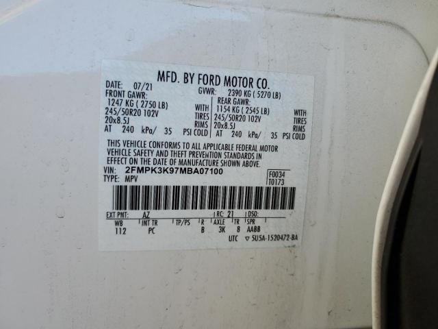 2FMPK3K97MBA07100 2021 FORD EDGE, photo no. 12