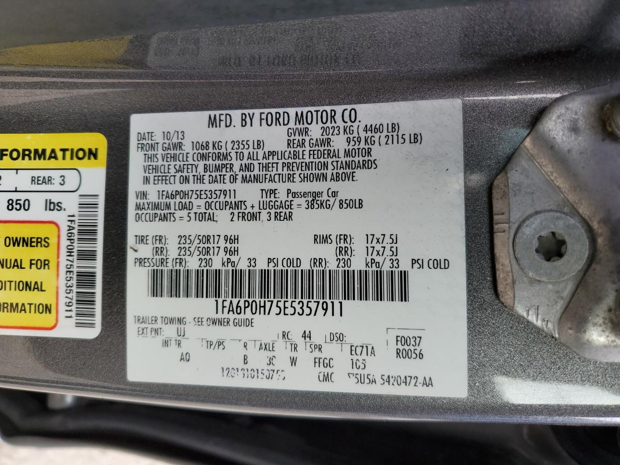 1FA6P0H75E5357911 2014 Ford Fusion Se