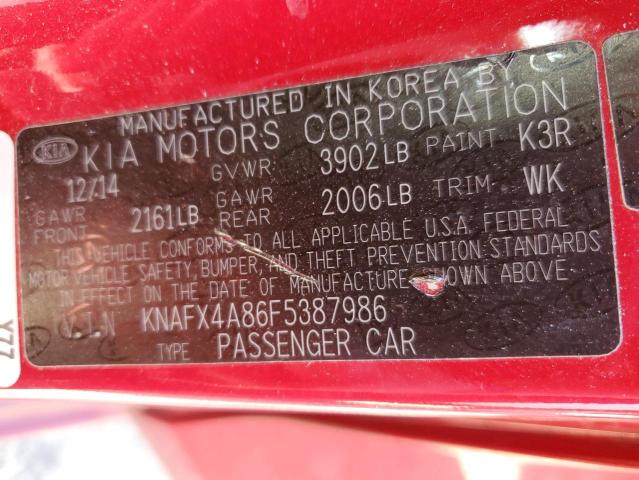 KNAFX4A86F5387986 | 2015 KIA FORTE EX