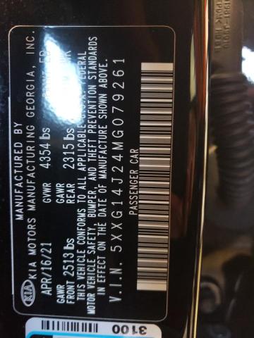 5XXG14J24MG079261 | 2021 KIA K5 LXS