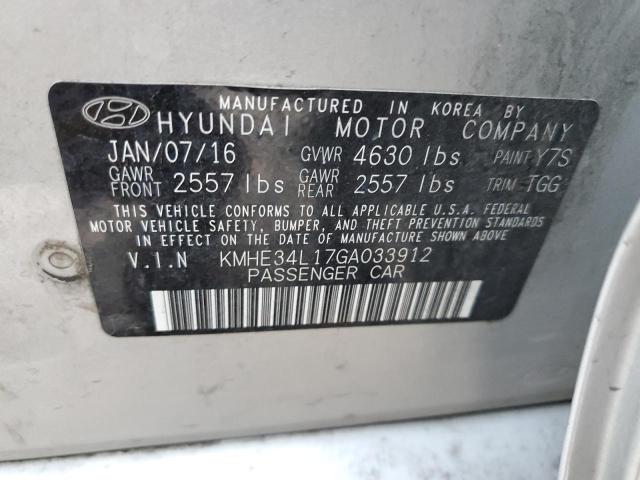 KMHE34L17GA033912 | 2016 HYUNDAI SONATA HYB