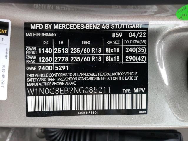 W1N0G8EB2NG085211 | 2022 MERCEDES-BENZ GLC 300 4M