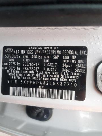 5XYPGDA32LG637710 | 2020 KIA SORENTO L