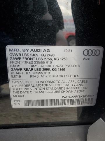 WA1GAAFY6N2030897 | 2022 AUDI Q5 PREMIUM