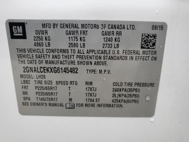 2GNALCEKXG6145482 | 2016 CHEVROLET EQUINOX LT