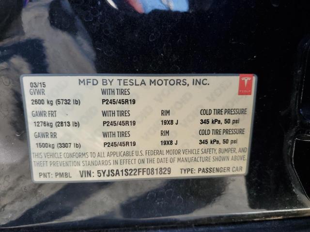 5YJSA1S22FF081829 | 2015 TESLA MODEL S 70