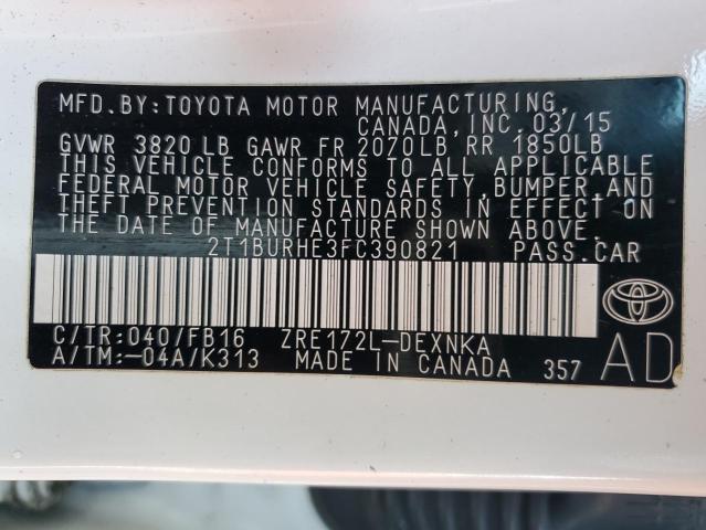 2015 Toyota Corolla L VIN: 2T1BURHE3FC390821 Lot: 79523733