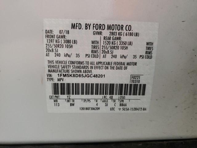 1FM5K8D85JGC48201 | 2018 FORD EXPLORER X