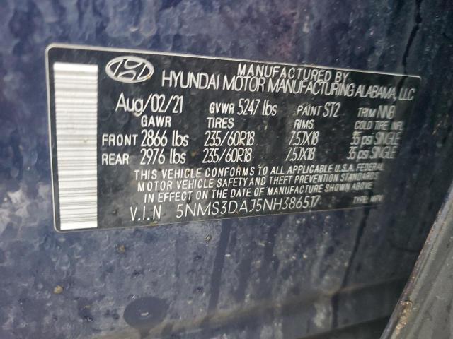 5NMS3DAJ5NH386517 | 2022 HYUNDAI SANTA FE S