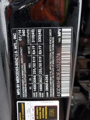 VIN 4JGDA5HB3EA352374 2014 Mercedes-Benz ML-Class, ... no.12