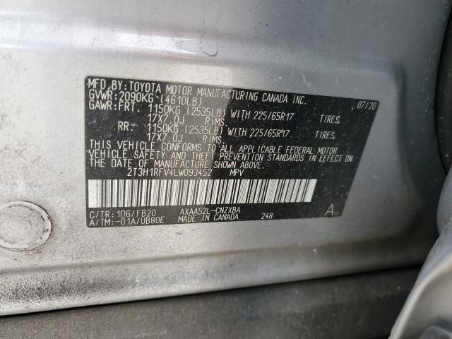 2T3H1RFV4LW093452 | 2020 TOYOTA RAV4 LE