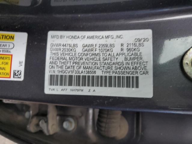 1HGCV1F33LA138508 | 2020 HONDA ACCORD SPO