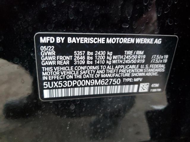 5UX53DP00N9M62750 2022 BMW X3, photo no. 12