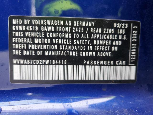 2023 VOLKSWAGEN GOLF R 20T WVWAB7CD2PW184418