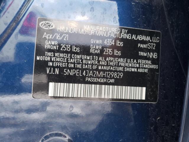 2021 Hyundai Sonata Sel VIN: 5NPEL4JA2MH129829 Lot: 77811843