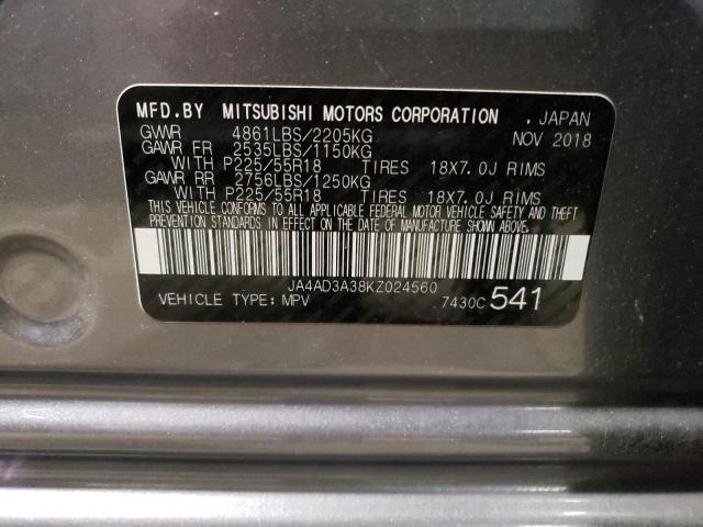 2019 MITSUBISHI OUTLANDER - JA4AD3A38KZ024560
