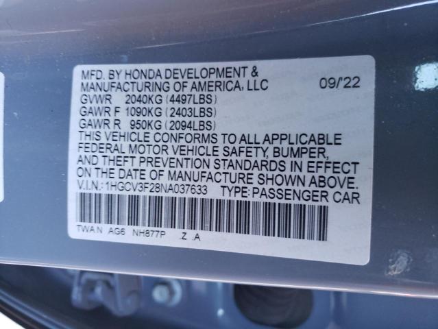 1HGCV3F28NA037633 | 2022 HONDA ACCORD HYB