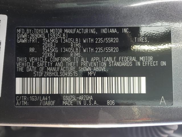 VIN 5TDFZRBH0LS049515 2020 Toyota Highlander, Platinum no.14