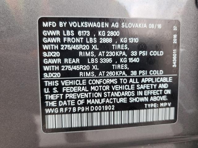 2017 VOLKSWAGEN TOUAREG WVGRF7BP9HD001902