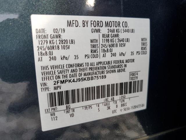 2FMPK4J95KBB75189 2019 FORD EDGE, photo no. 13