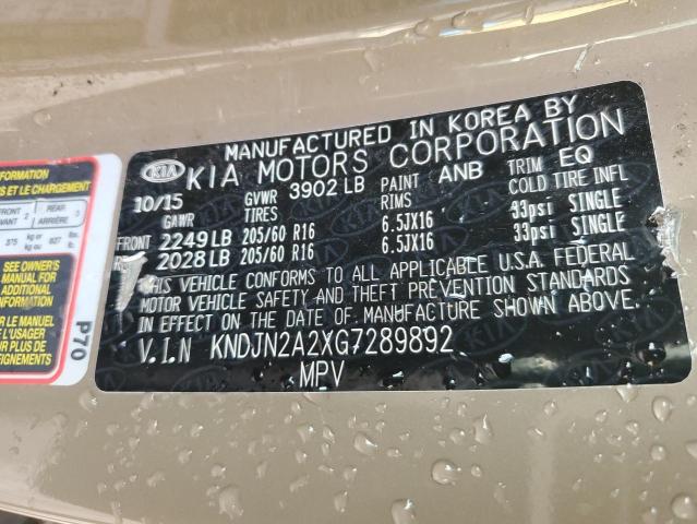 KNDJN2A2XG7289892 | 2016 KIA SOUL