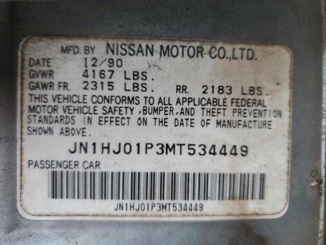 1991 Nissan Maxima VIN: JN1HJ01P3MT534449 Lot: 82545493