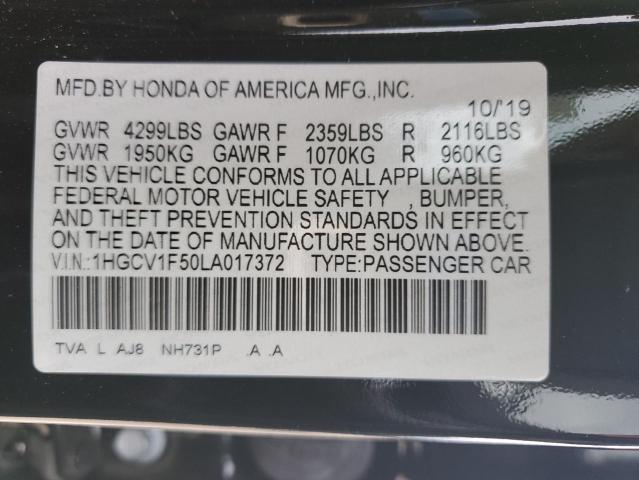 1HGCV1F50LA017372 | 2020 HONDA ACCORD EXL