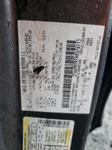 2017 FORD FUSION SE - 3FA6P0T97HR376115