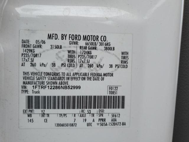 1FTRF12286NB52999 | 2006 Ford f150