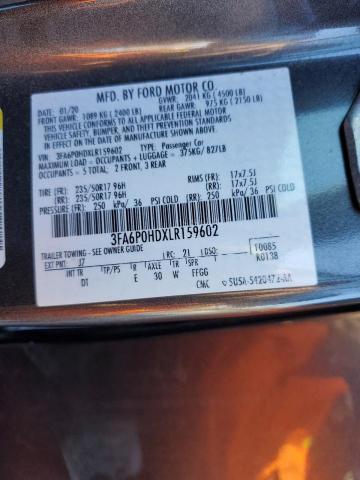 2020 FORD FUSION SE 3FA6P0HDXLR159602