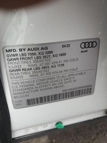 2022 AUDI E-TRON SPO WA13AAGE3NB036384