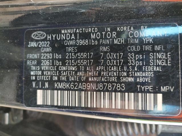 KM8K62AB9NU878783 | 2022 HYUNDAI KONA SEL