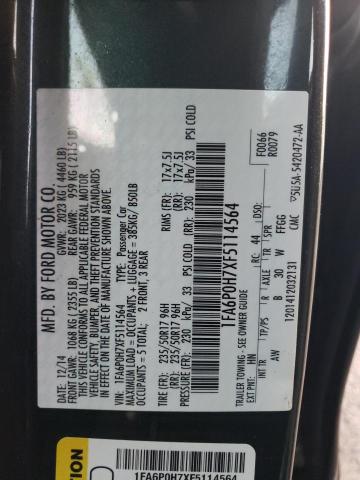 1FA6P0H7XF5114564 | 2015 FORD FUSION SE