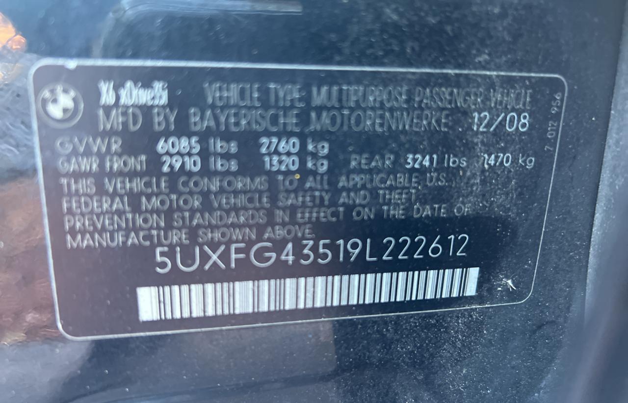 5uxfg43519l222612 5UXFG43519L222612 2009 BMW X6 xDrive35I