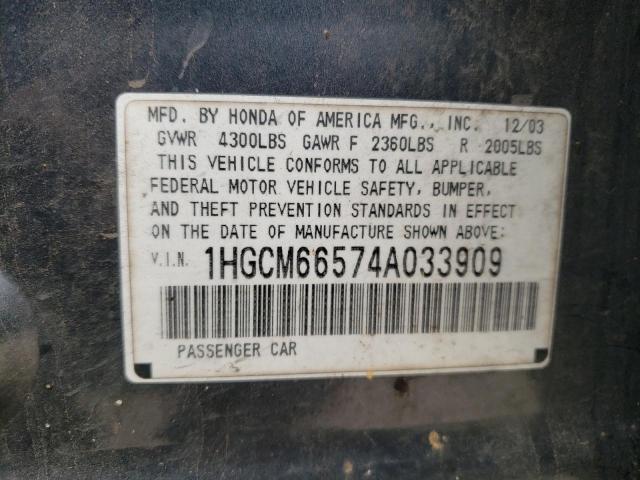 2004 Honda Accord Ex VIN: 1HGCM66574A033909 Lot: 79217883