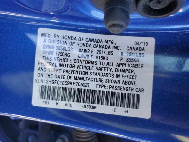 2019 HONDA CIVIC SI - 2HGFC1E59KH705021