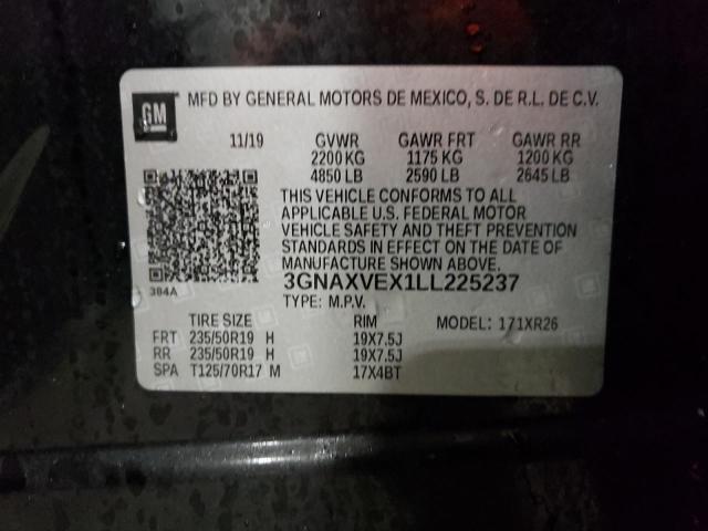 3GNAXVEX1LL225237 | 2020 CHEVROLET EQUINOX LT